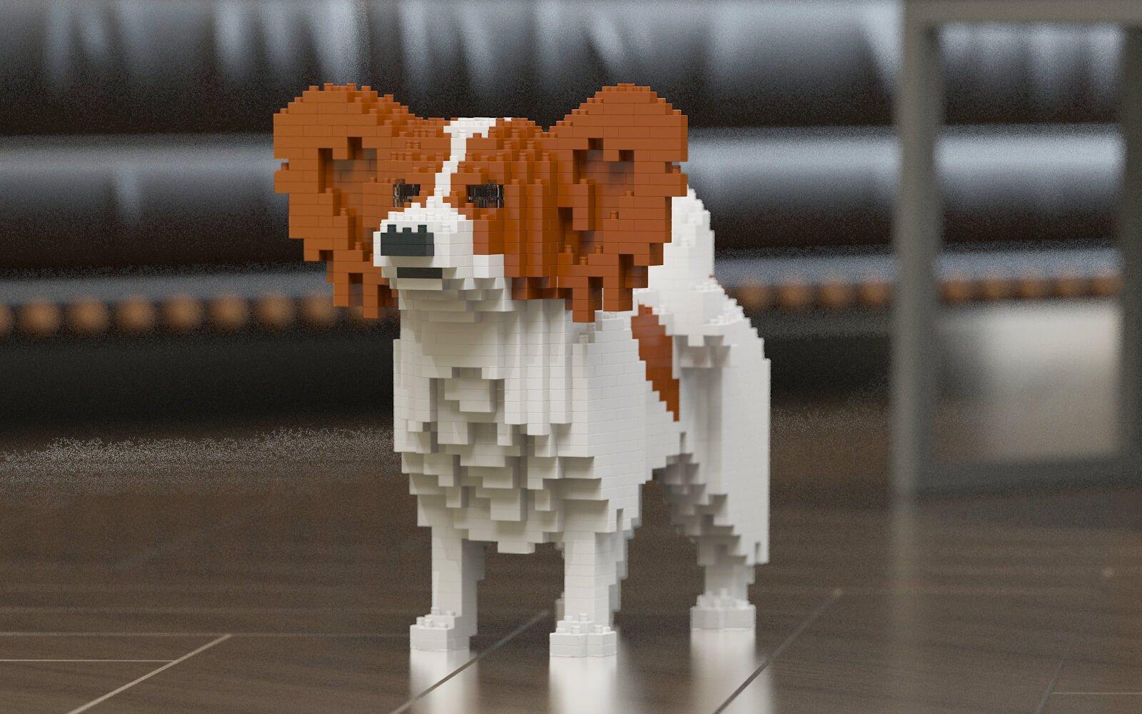 Papillon Dog Sculptures - LAminifigs , lego style jekca building set