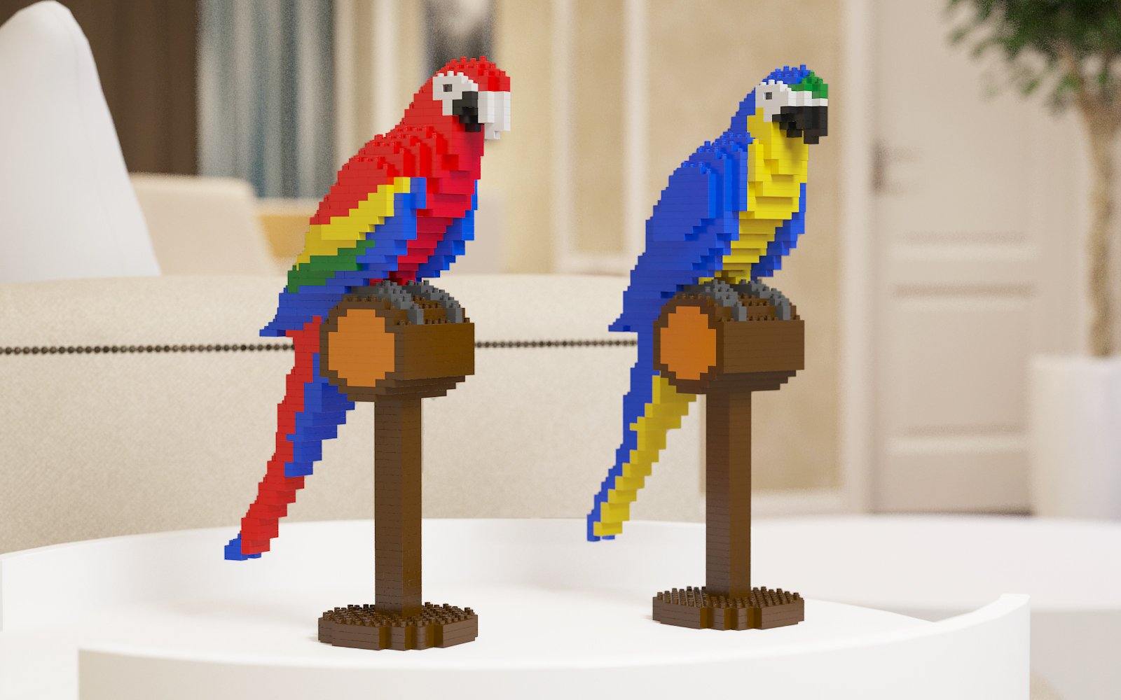 Parrots Sculptures - LAminifigs , lego style jekca building set