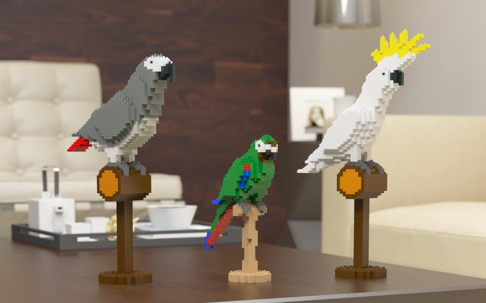 Parrots Sculptures - LAminifigs , lego style jekca building set