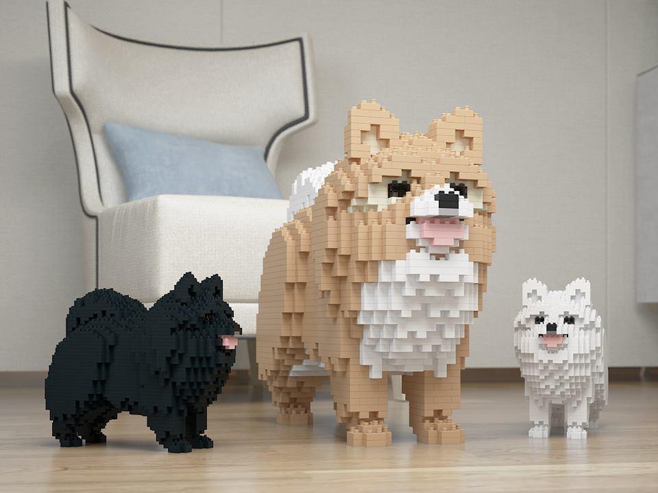 Pomeranian Dog Sculptures - LAminifigs , lego style jekca building set