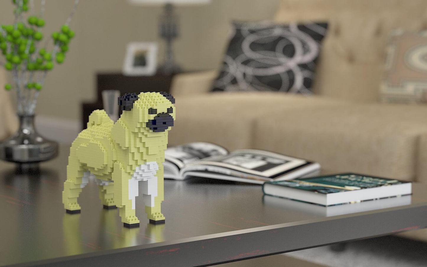 Pug Dog Sculptures - LAminifigs , lego style jekca building set