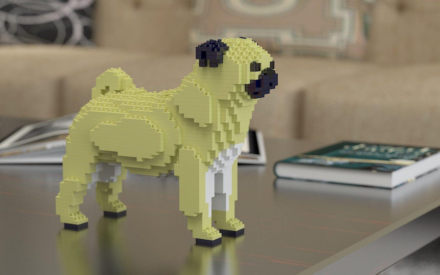 Pug Dog Sculptures - LAminifigs , lego style jekca building set