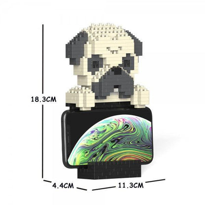 Pug Phone Stand - LAminifigs , lego style jekca building set