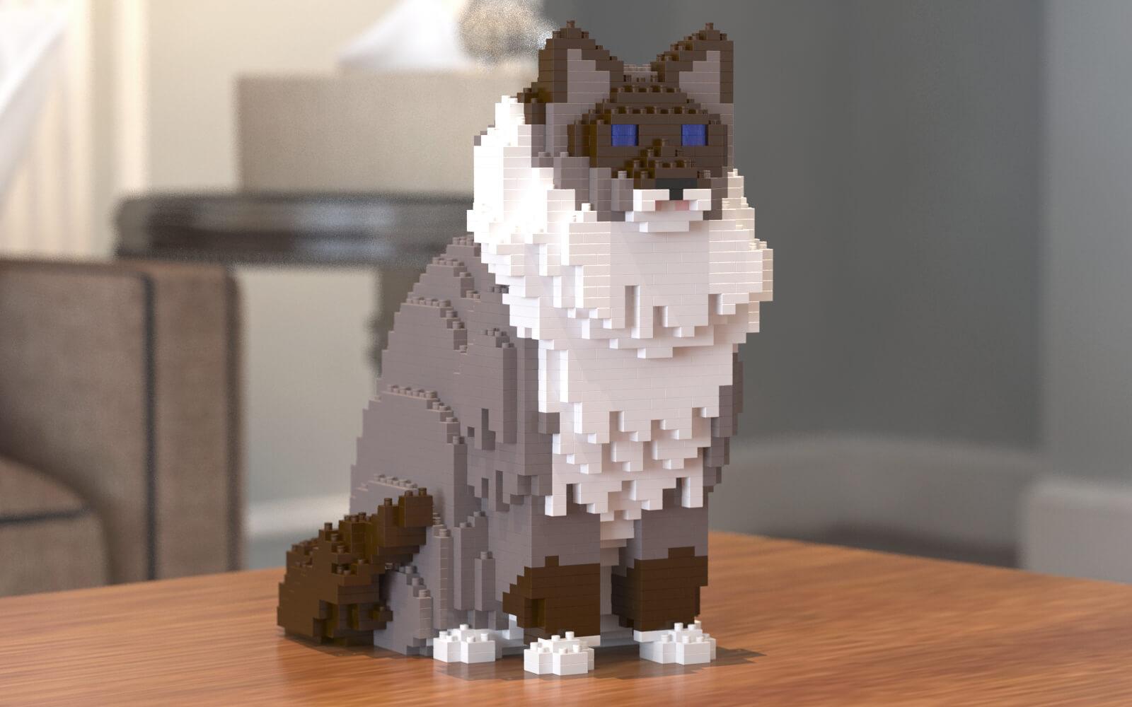 Ragdoll Cats Sculptures - LAminifigs , lego style jekca building set