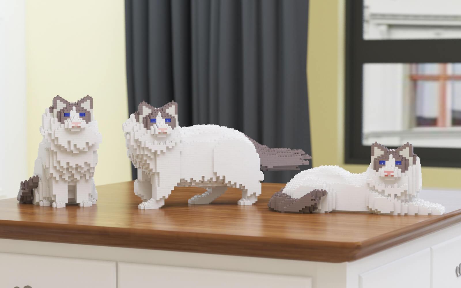 Ragdoll Cats Sculptures - LAminifigs , lego style jekca building set