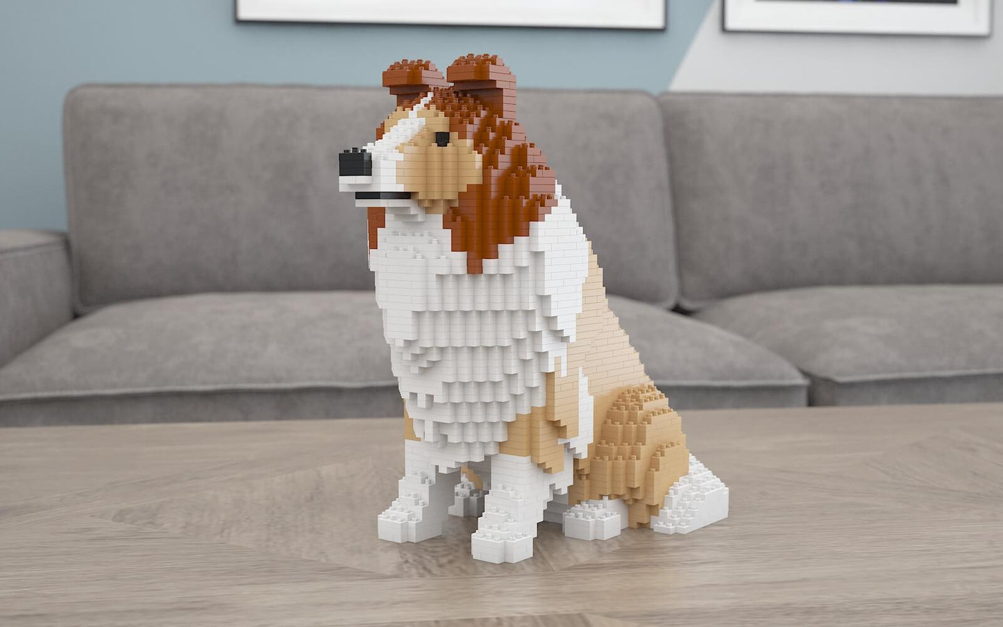 Shetland Sheepdog Dog Sculptures - LAminifigs , lego style jekca building set