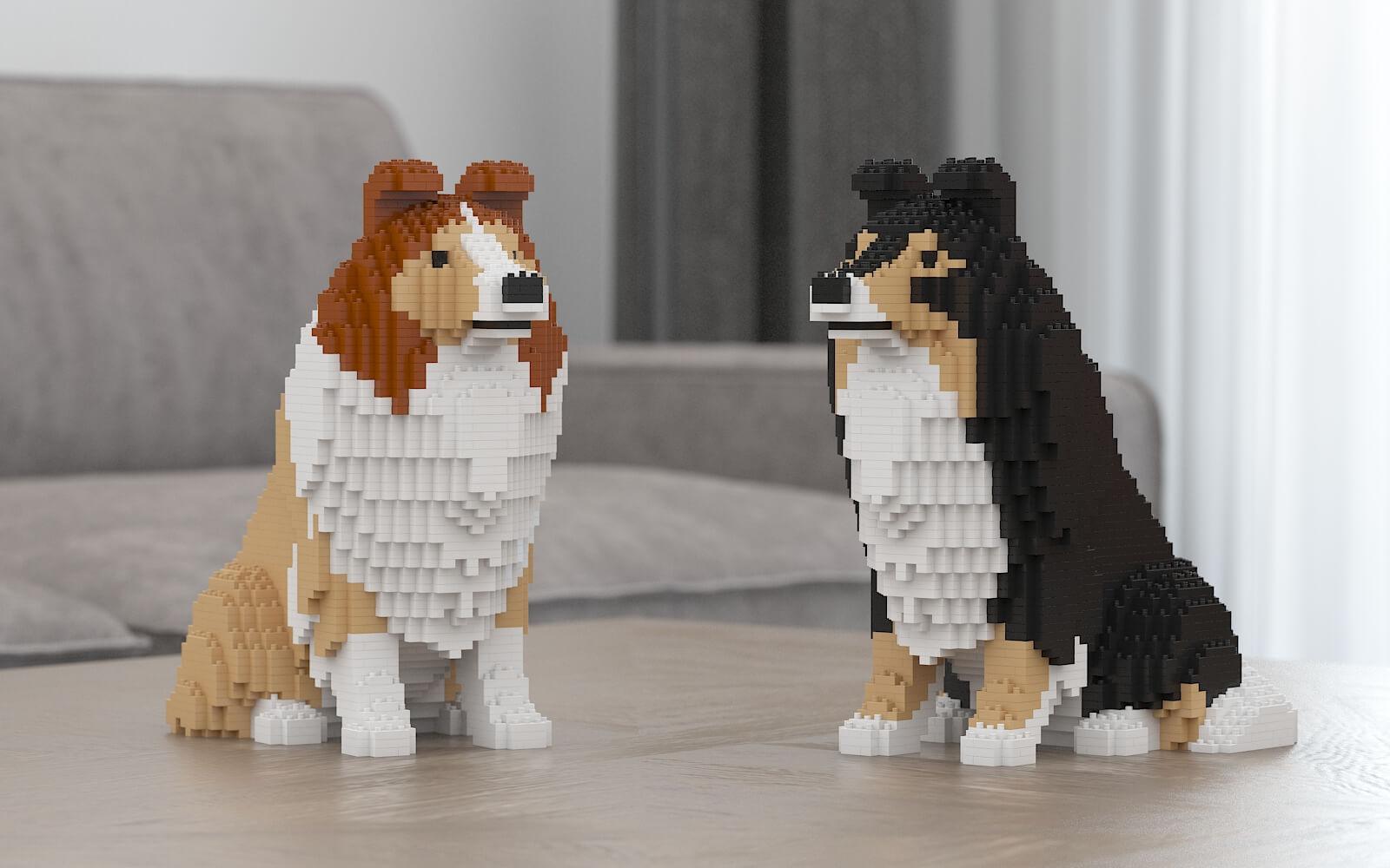 Shetland Sheepdog Dog Sculptures - LAminifigs , lego style jekca building set