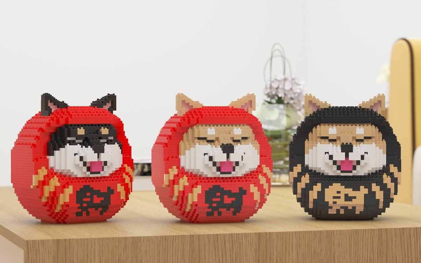 Shiba Daruma Dolls Sculptures - LAminifigs , lego style jekca building set