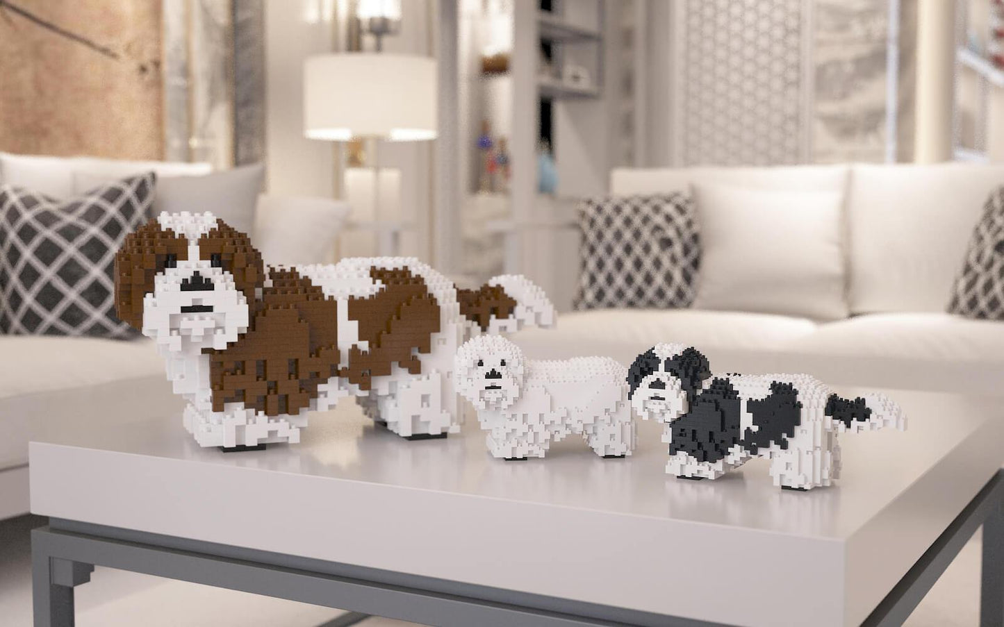 Shih Tzu Dog Sculptures - LAminifigs , lego style jekca building set