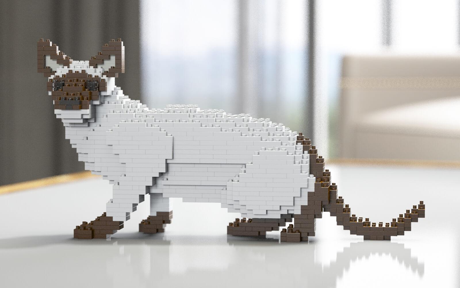 Siamese Cats Sculptures - LAminifigs , lego style jekca building set