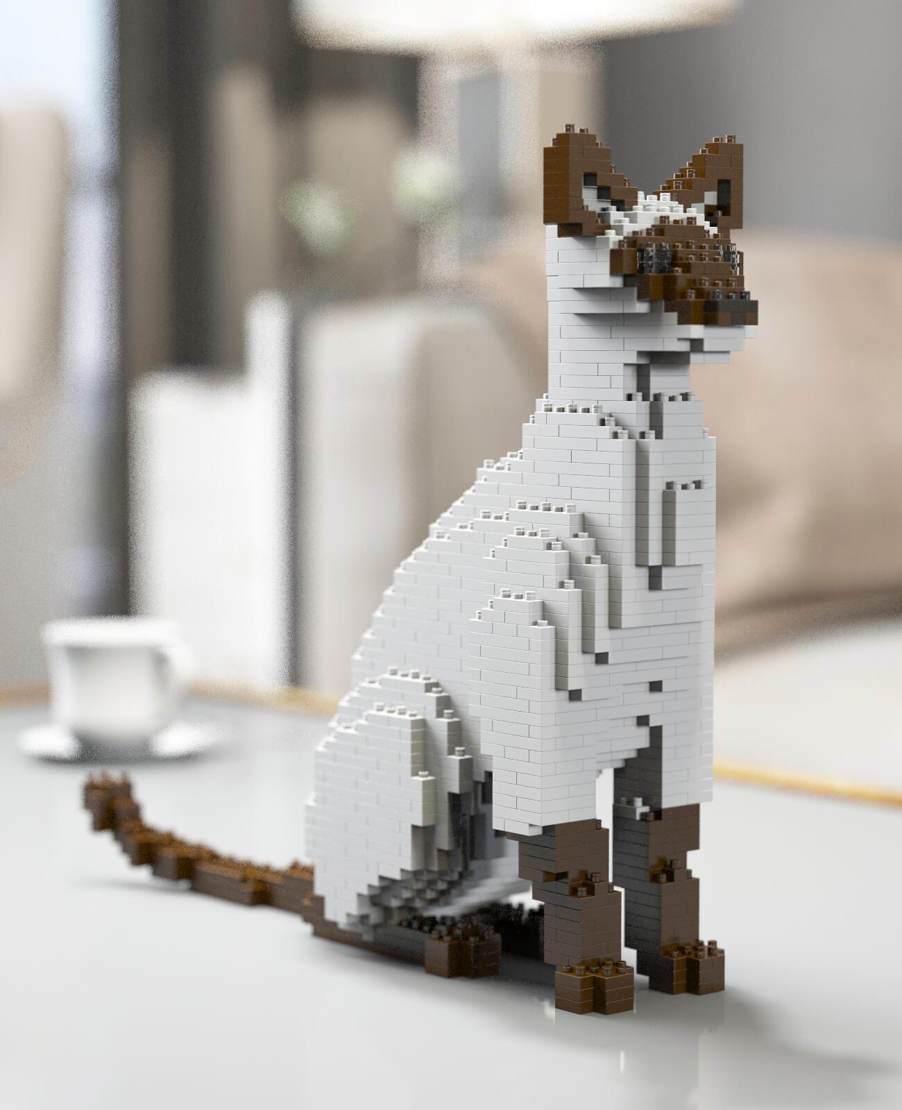 Siamese Cats Sculptures - LAminifigs , lego style jekca building set