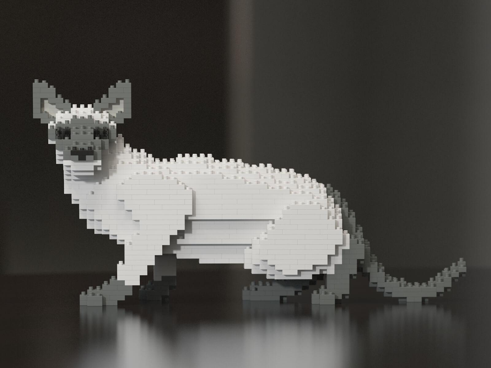 Siamese Cats Sculptures - LAminifigs , lego style jekca building set