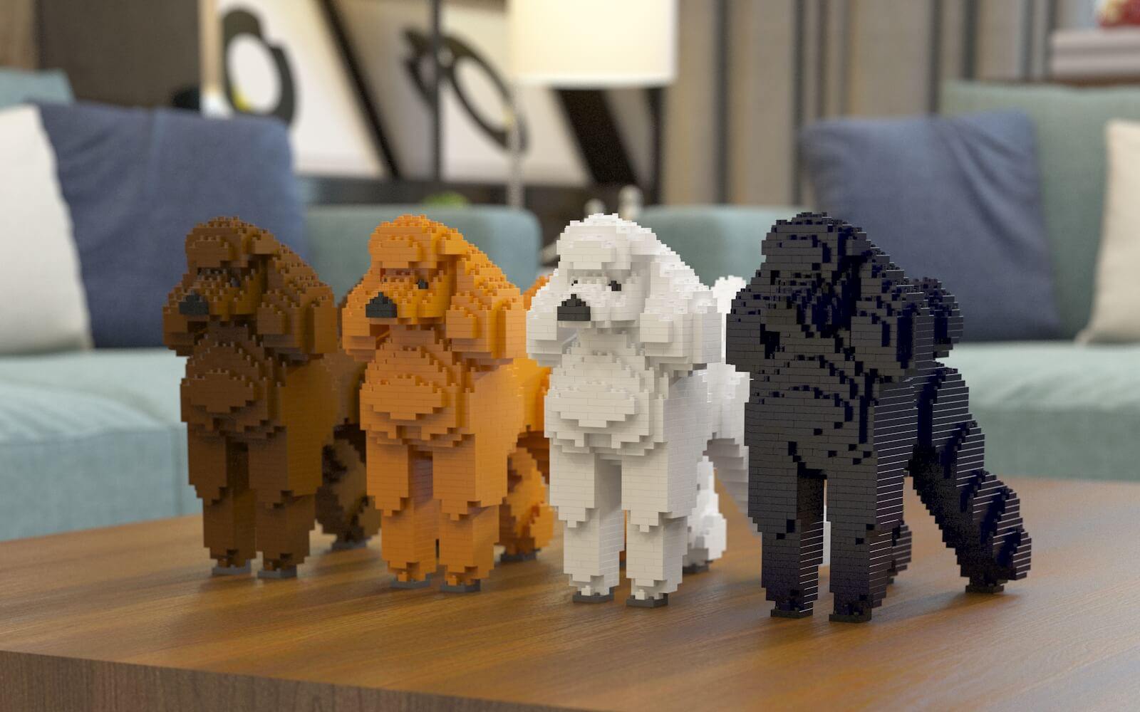 Standard Poodle Dog Sculptures - LAminifigs , lego style jekca building set