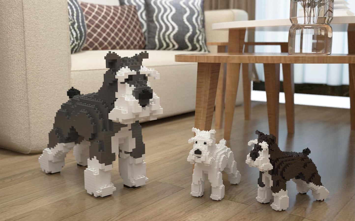 Standard Schnauzer Dog Sculptures - LAminifigs , lego style jekca building set