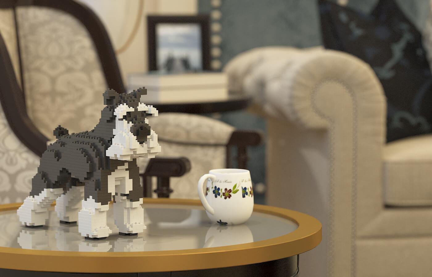 Standard Schnauzer Dog Sculptures - LAminifigs , lego style jekca building set