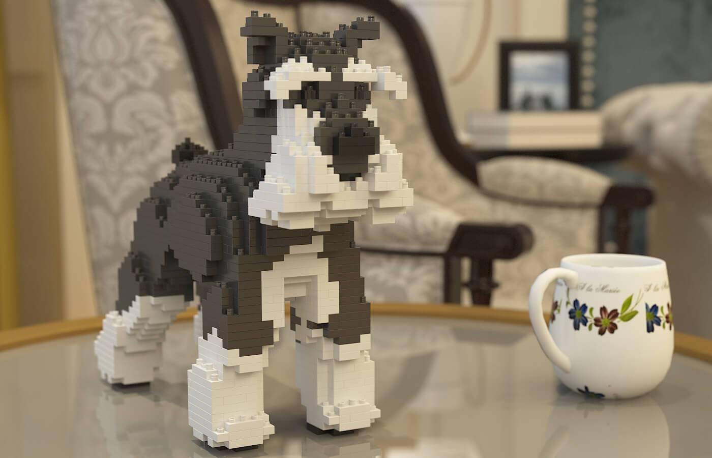 Standard Schnauzer Dog Sculptures - LAminifigs , lego style jekca building set