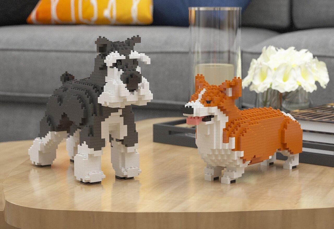 Standard Schnauzer Dog Sculptures - LAminifigs , lego style jekca building set