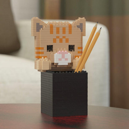 Tabby Cat Pencil Cup - LAminifigs , lego style jekca building set