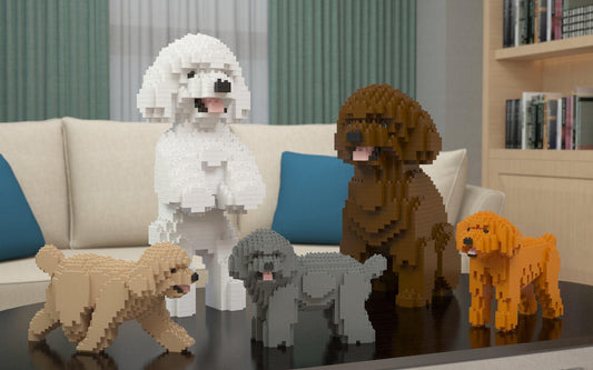 Toy Poodle Dog Sculptures - LAminifigs , lego style jekca building set