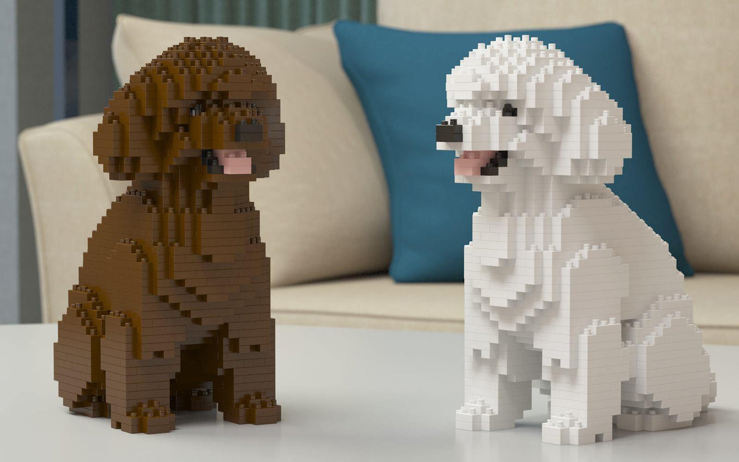 Toy Poodle Dog Sculptures - LAminifigs , lego style jekca building set