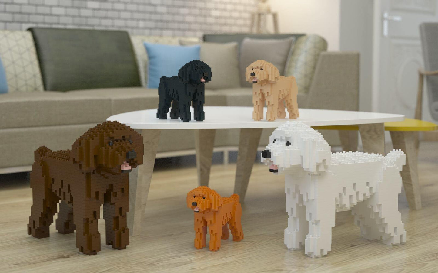 Toy Poodle Dog Sculptures - LAminifigs , lego style jekca building set