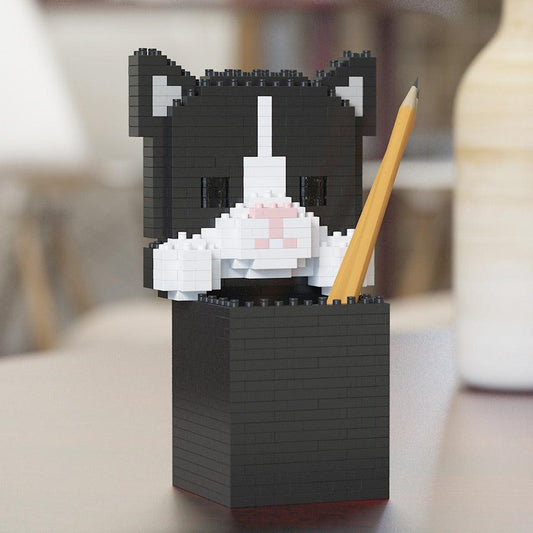 Tuxedo Cat Pencil Cup - LAminifigs , lego style jekca building set