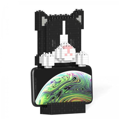 Tuxedo Cat Phone Stand - LAminifigs , lego style jekca building set