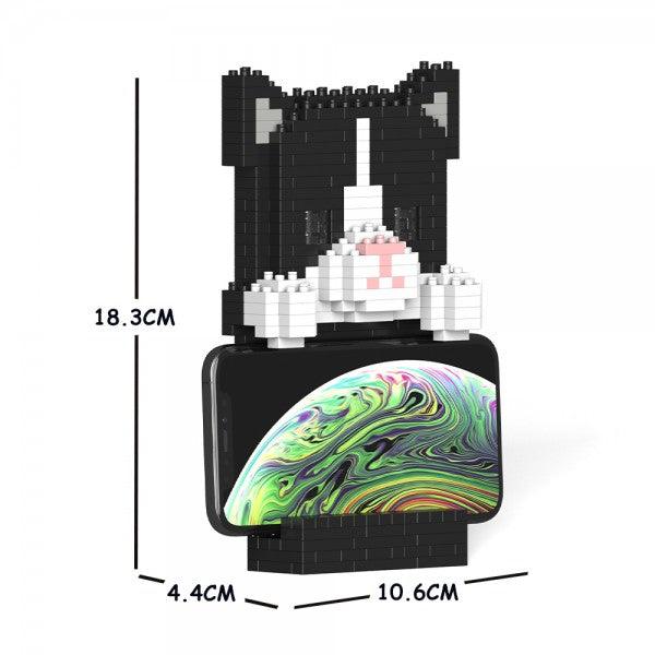 Tuxedo Cat Phone Stand - LAminifigs , lego style jekca building set