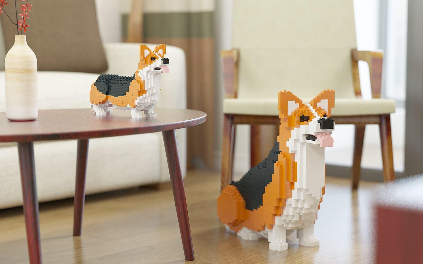 Welsh Corgi Dog Sculptures - LAminifigs , lego style jekca building set