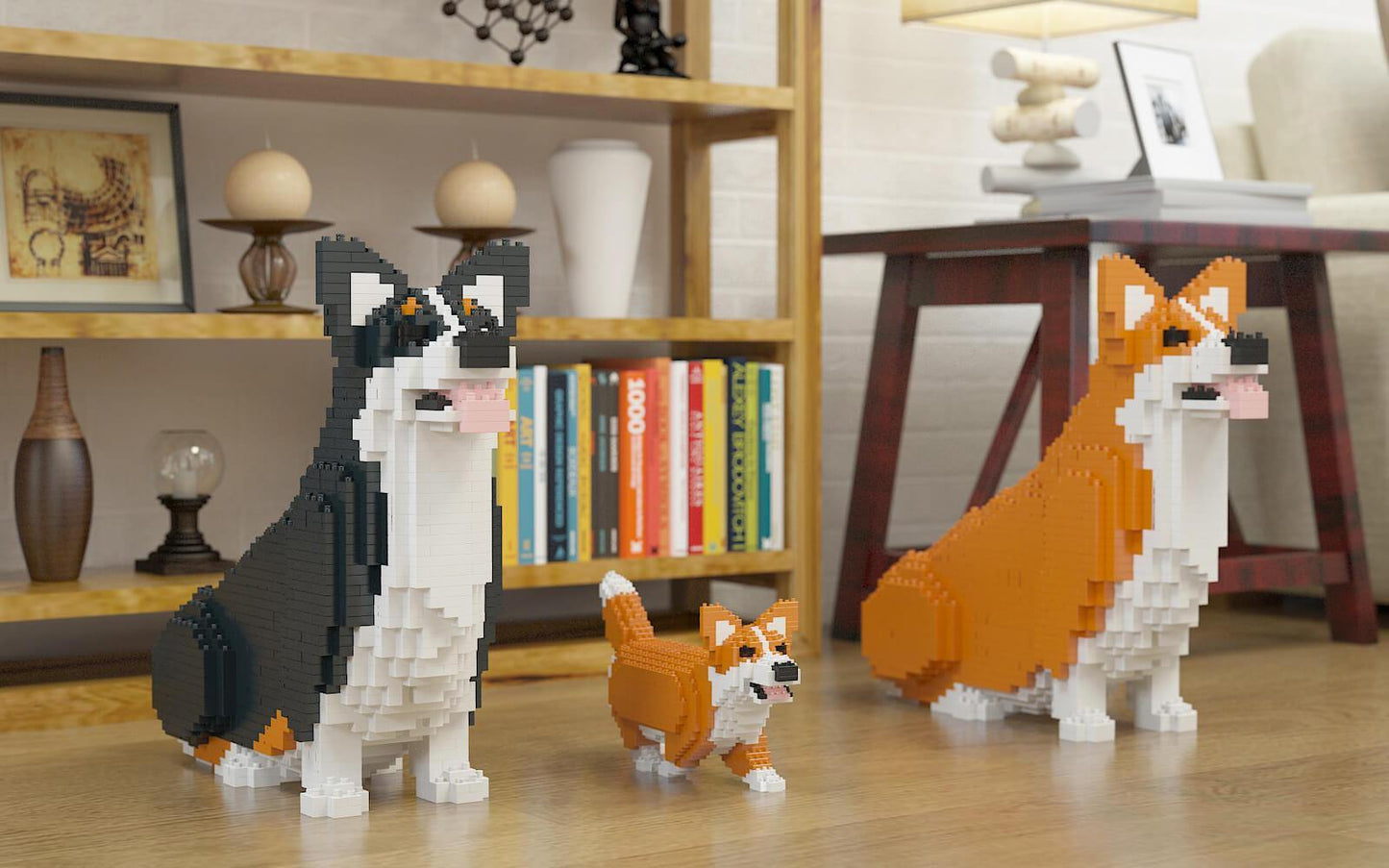 Welsh Corgi Dog Sculptures - LAminifigs , lego style jekca building set