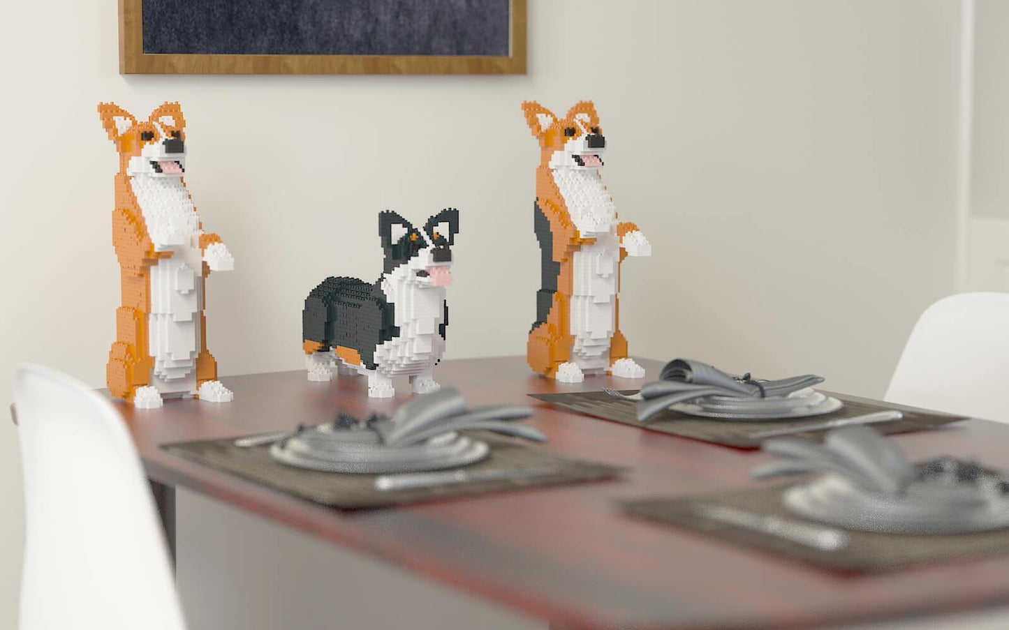 Welsh Corgi Dog Sculptures - LAminifigs , lego style jekca building set