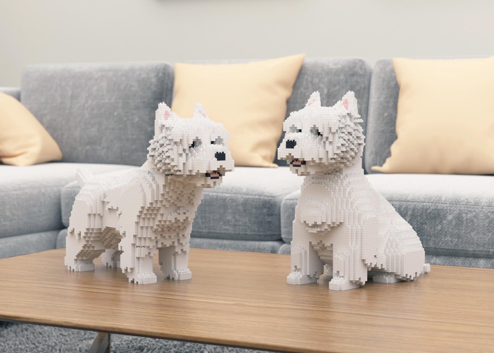 West Highland White Terrier Dog Sculptures - LAminifigs , lego style jekca building set