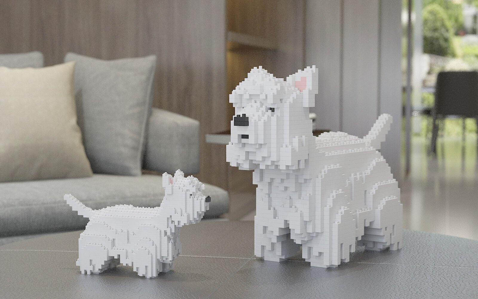 West Highland White Terrier Dog Sculptures - LAminifigs , lego style jekca building set