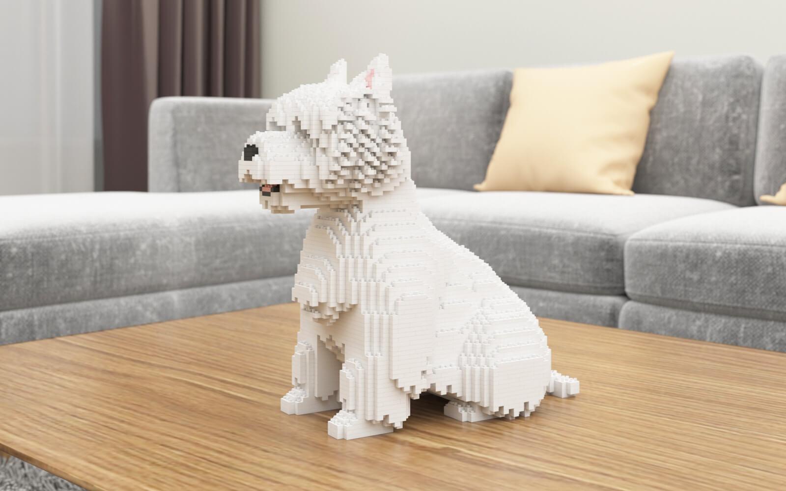 West Highland White Terrier Dog Sculptures - LAminifigs , lego style jekca building set