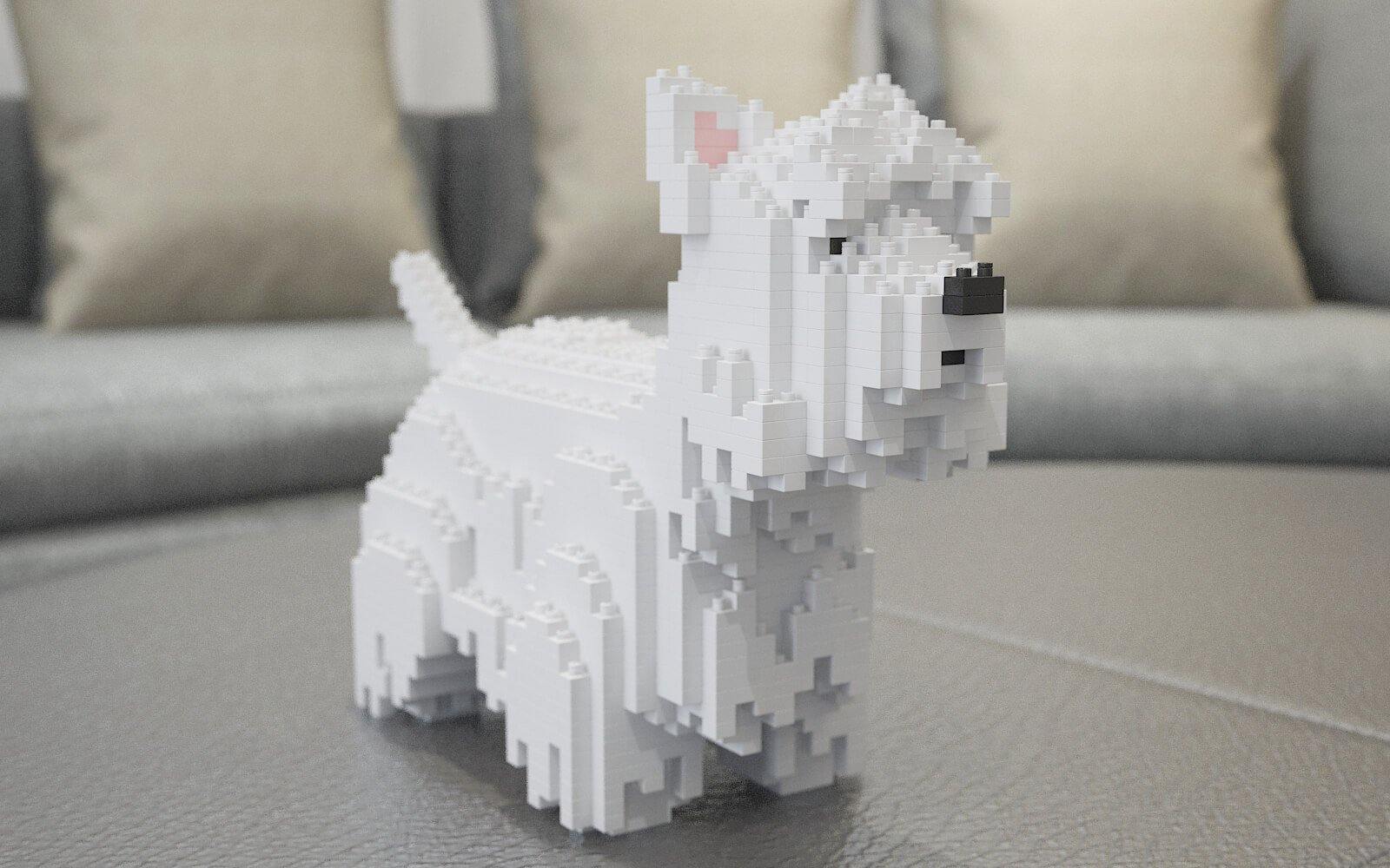 West Highland White Terrier Dog Sculptures - LAminifigs , lego style jekca building set