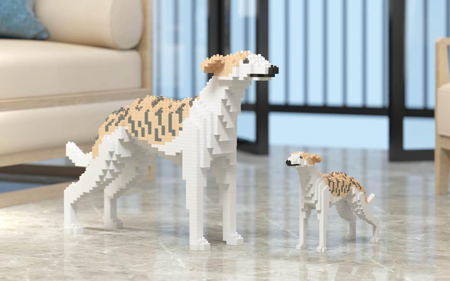 Whippet Dog Sculptures - LAminifigs , lego style jekca building set